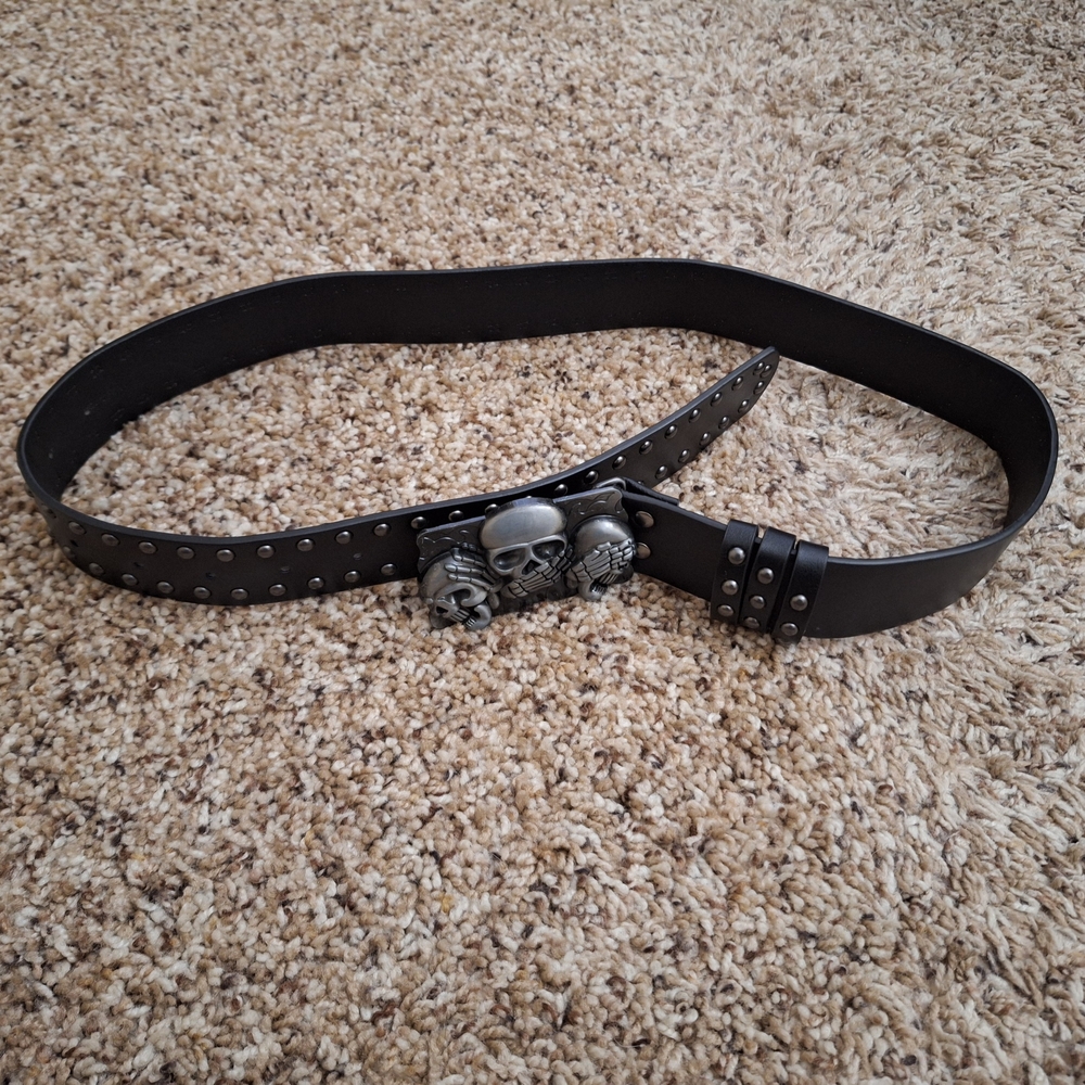 Black Skull Studded Belt